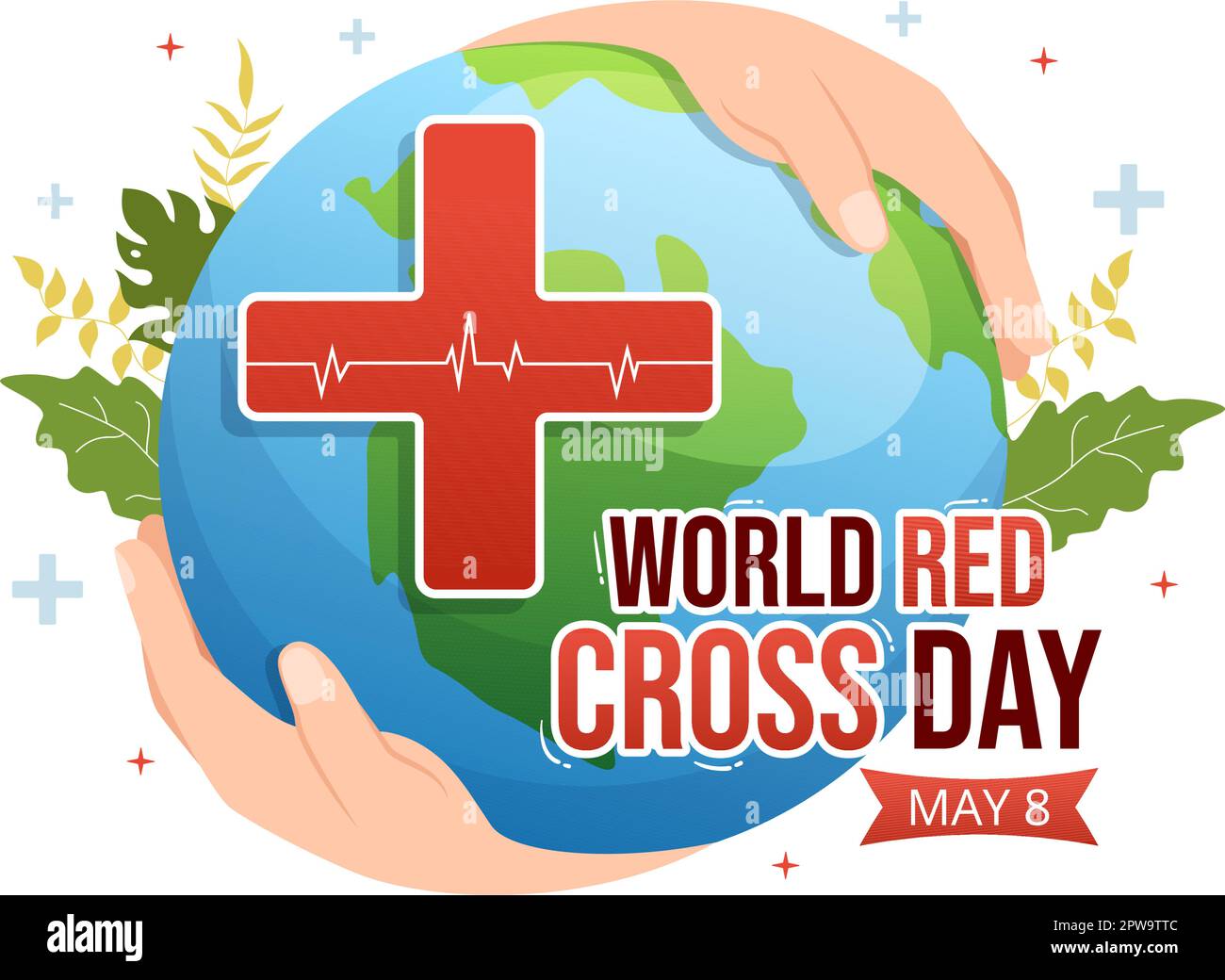 Welttag des Roten Kreuzes am 8. Mai Illustration zur medizinischen Gesundheit und Bereitstellung von Blut in der Hand gezeichnet für Web-Banner oder Landing-Page-Vorlagen Stock Vektor