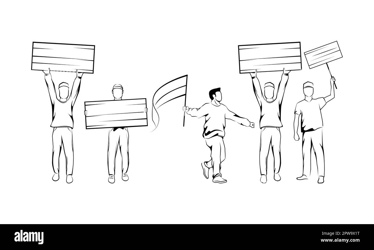 Demonstration von Menschen mit Silhouette StylePrint Stock Vektor