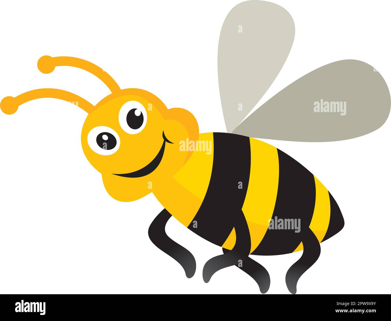 Flying Bee Character with Smile Gesture Illustration Stock Vektor