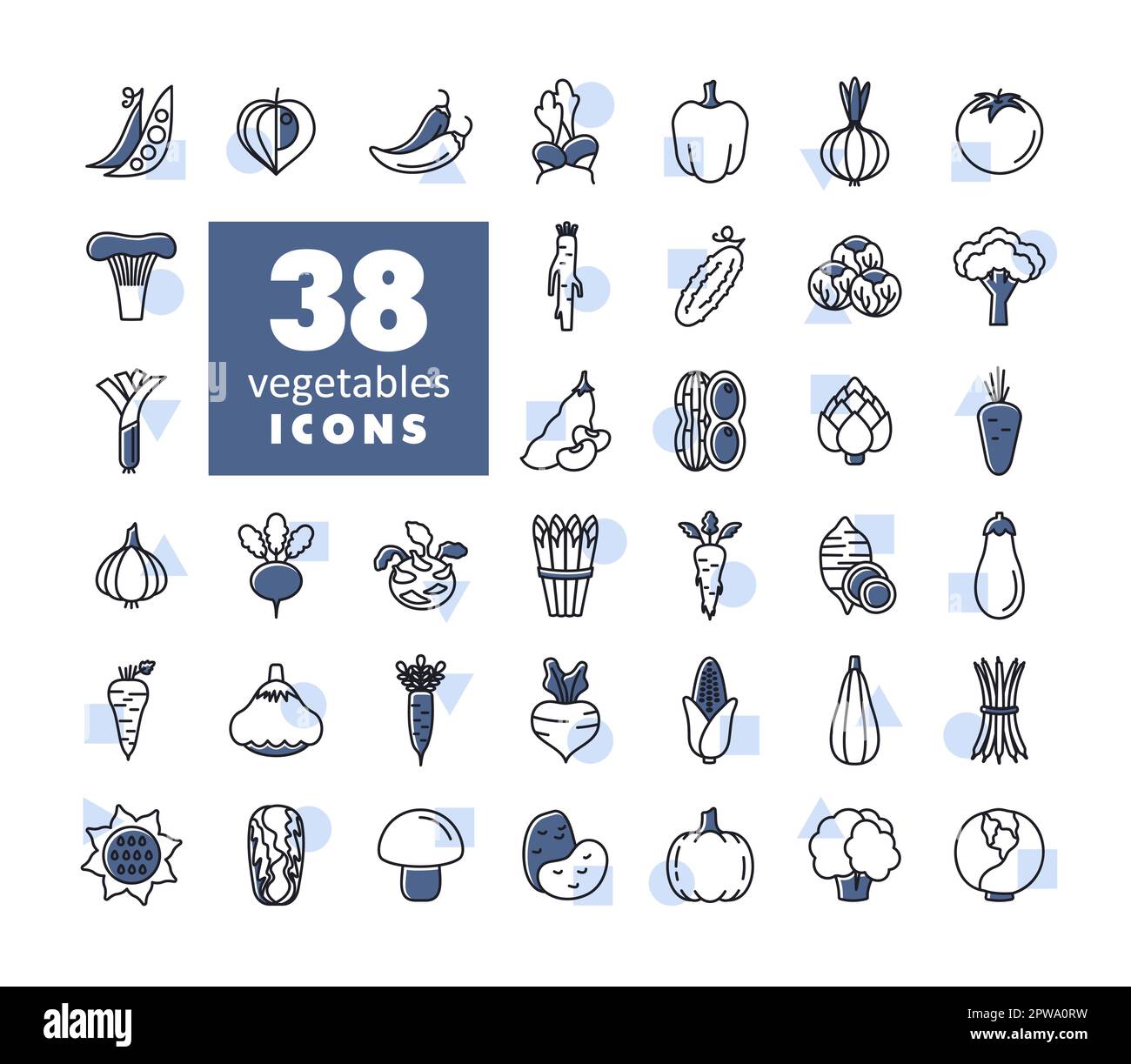 Gemüse umgibt isolierte Vektorsymbole Stock Vektor