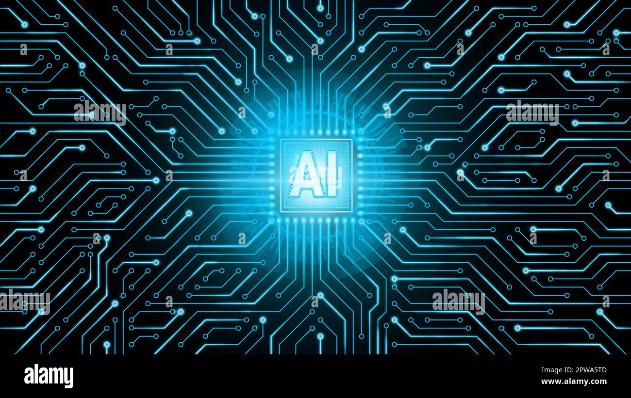 Knstliche Intelligenz (KI) und maschinelles Lernen. Abstrakter  Technologiehintergrund. cpu-Prozessor mit blauem futuristischem Design  Stockfotografie - Alamy