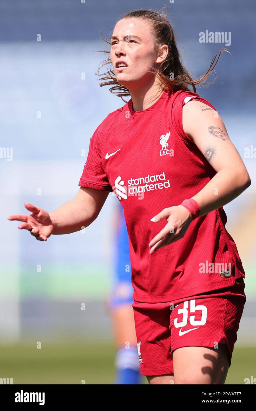 Miri Taylor aus Liverpool während des Barclays FA Womens Super League-Spiels zwischen Leicester City Women und Liverpool Women im King Power Stadium in Leicester am Samstag, den 29. April 2023. (Kredit: James Holyoak / Alamy Live News) Stockfoto