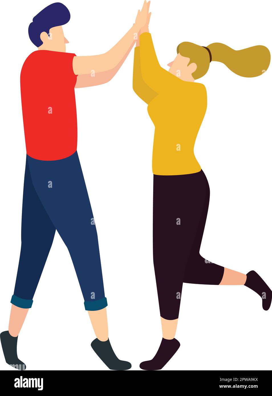 Mann und Frau geben High Five Illustration Stock Vektor