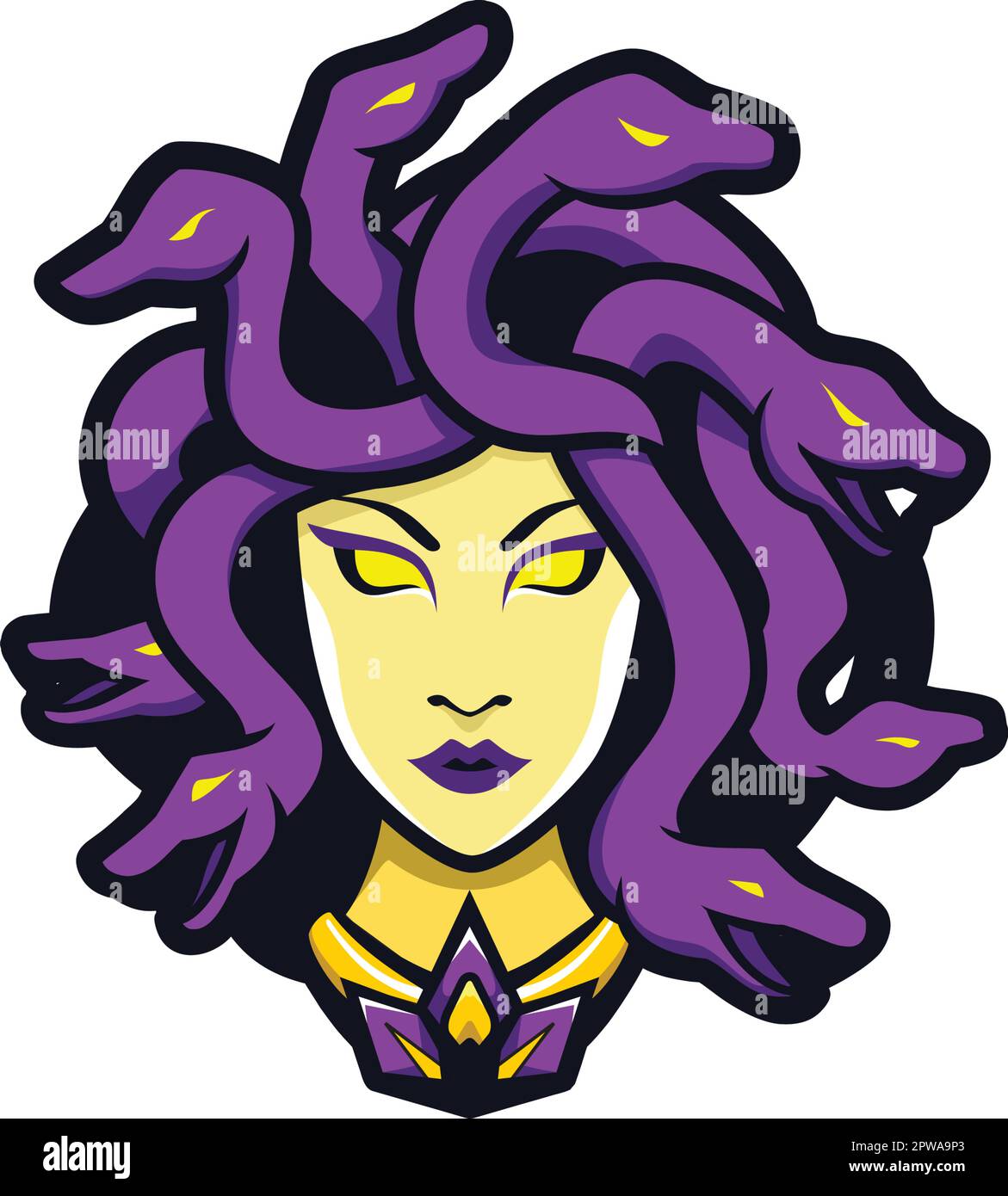 Medusa-Kopf mit einer wirbelnden Schlange Stock Vektor