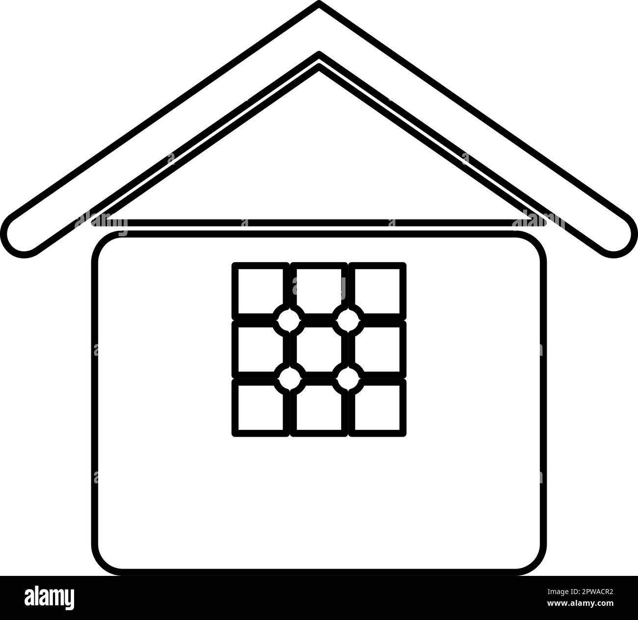 Haus mit Fensterhaus Immobilien Residenz Umrisslinie Symbol schwarz Farbe Vektor Illustration dünner flacher Stil Stock Vektor