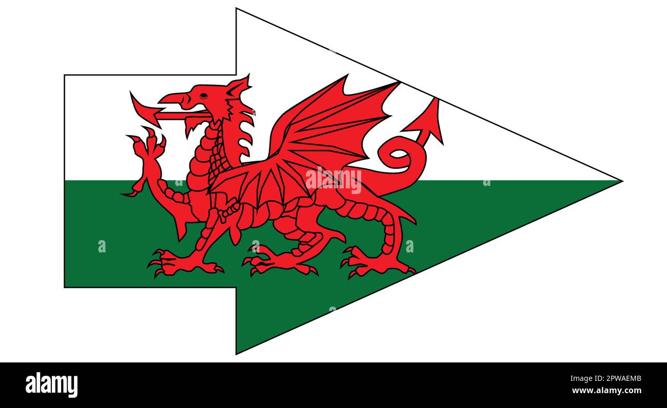 Flagge von Wales als Pfeilzeiger Stock Vektor