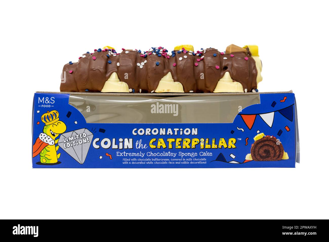 M&S Krönung Colin The Caterpillar Cake Stockfoto