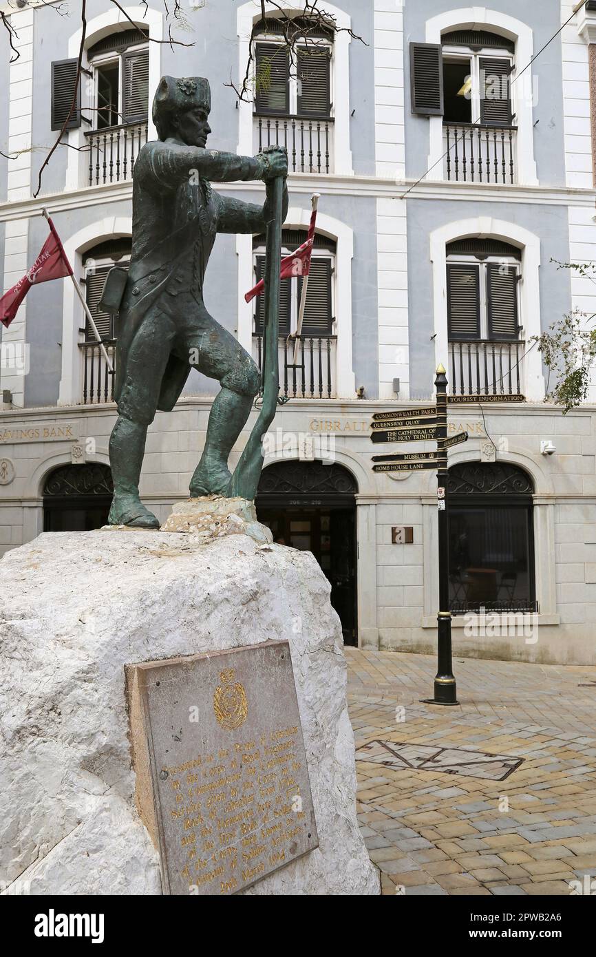 Corps of Royal Engineers Memorial, Main Street, Gibraltar, British Overseas Territory, Vereinigtes Königreich, Vereinigtes Königreich, Mittelmeer, Europa Stockfoto