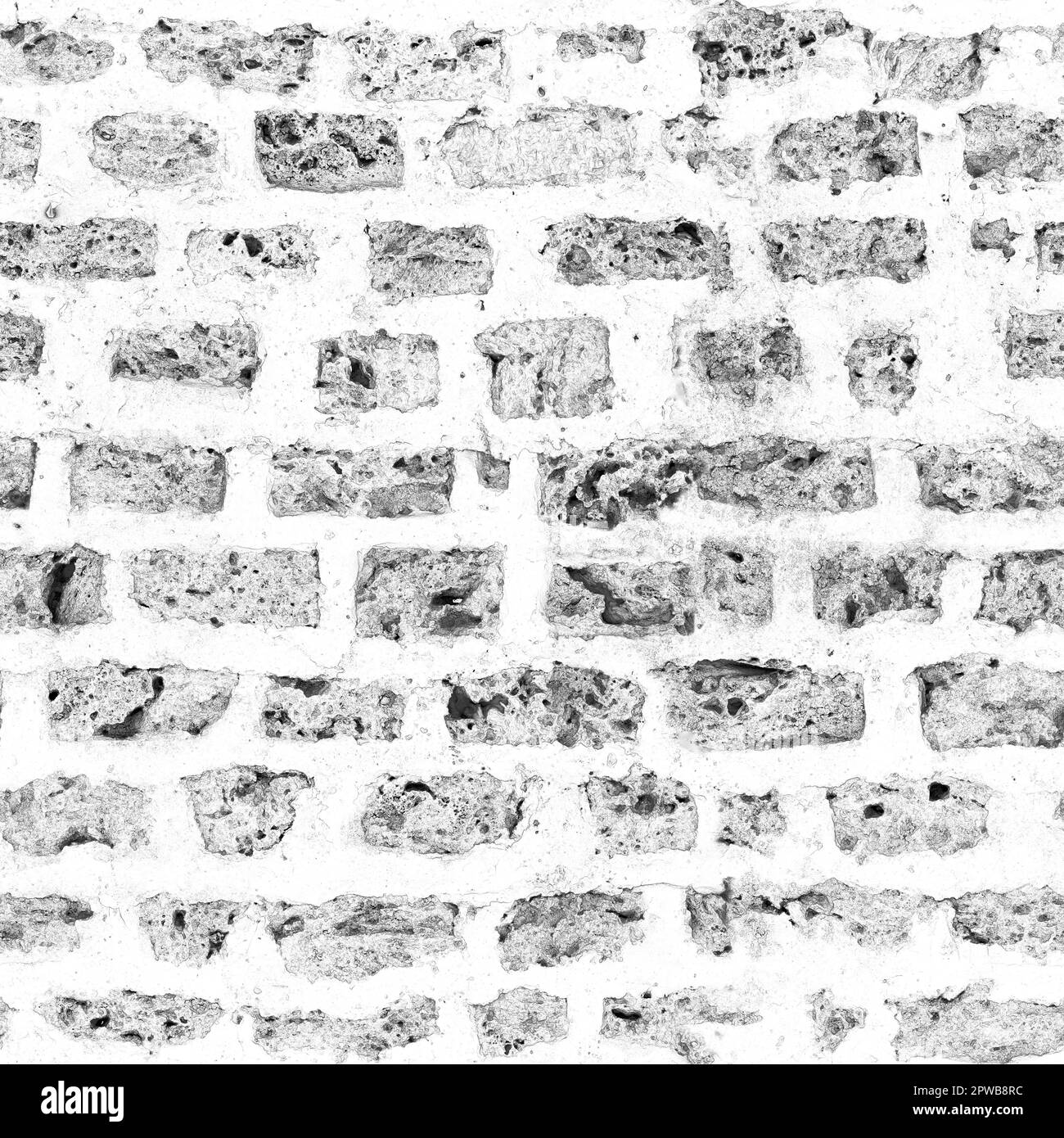 Ambient Occlusion Texture alter Ziegelboden, AO-Kartierung Ziegelboden Stockfoto