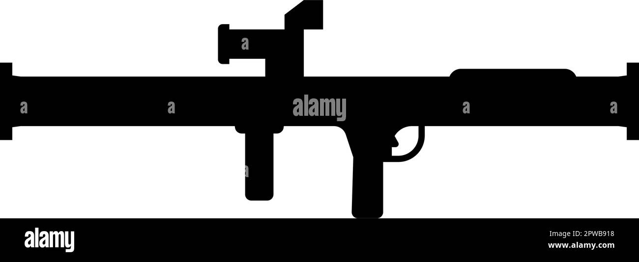 Handgranaten-Starter Bazooka-Pistole Raketensystem Symbol schwarz Vektor Abbildung flach Stock Vektor