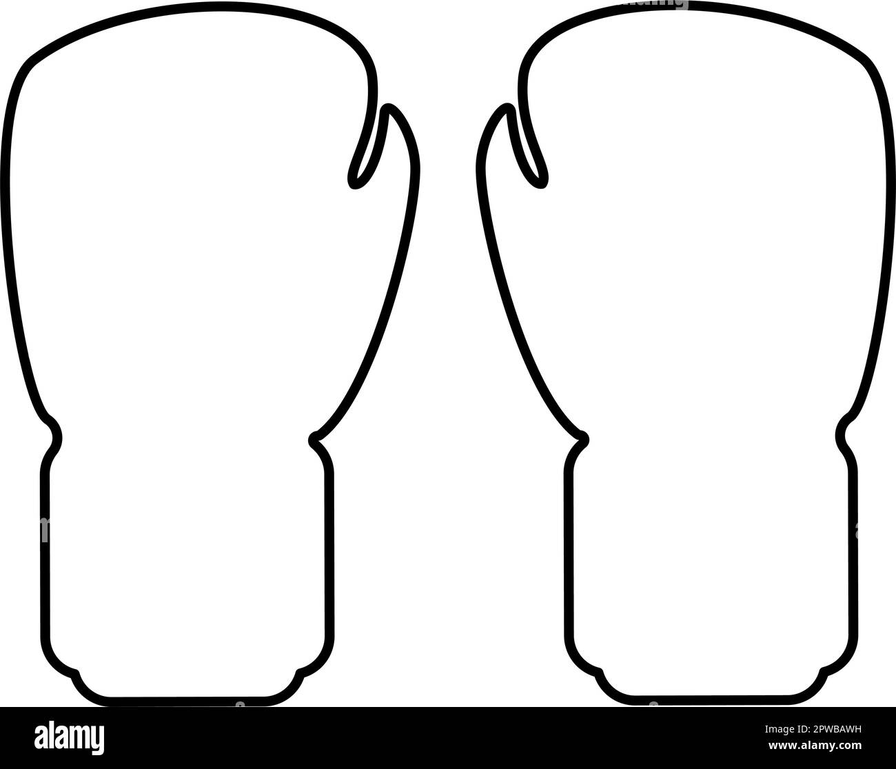 Box Handschuhe Paar Faustschutzausrüstung Sportkleidung für Workout Sport Kontur Umrisslinie Symbol schwarz Farbe Vektor Abbildung dünn flach Stock Vektor