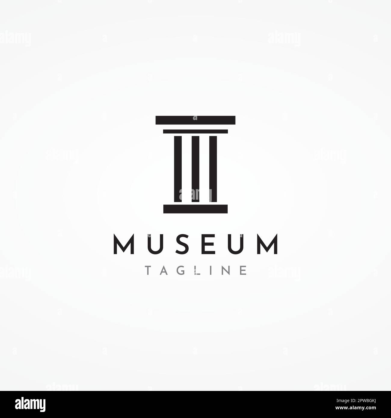 Museen, Museumssäulen, Museumslinien, Logos der Museumssäulen. Museen mit minimalistischen und modernen Konzepten. Logos können für Unternehmen, Museen und Unternehmen verwendet werden. Stock Vektor