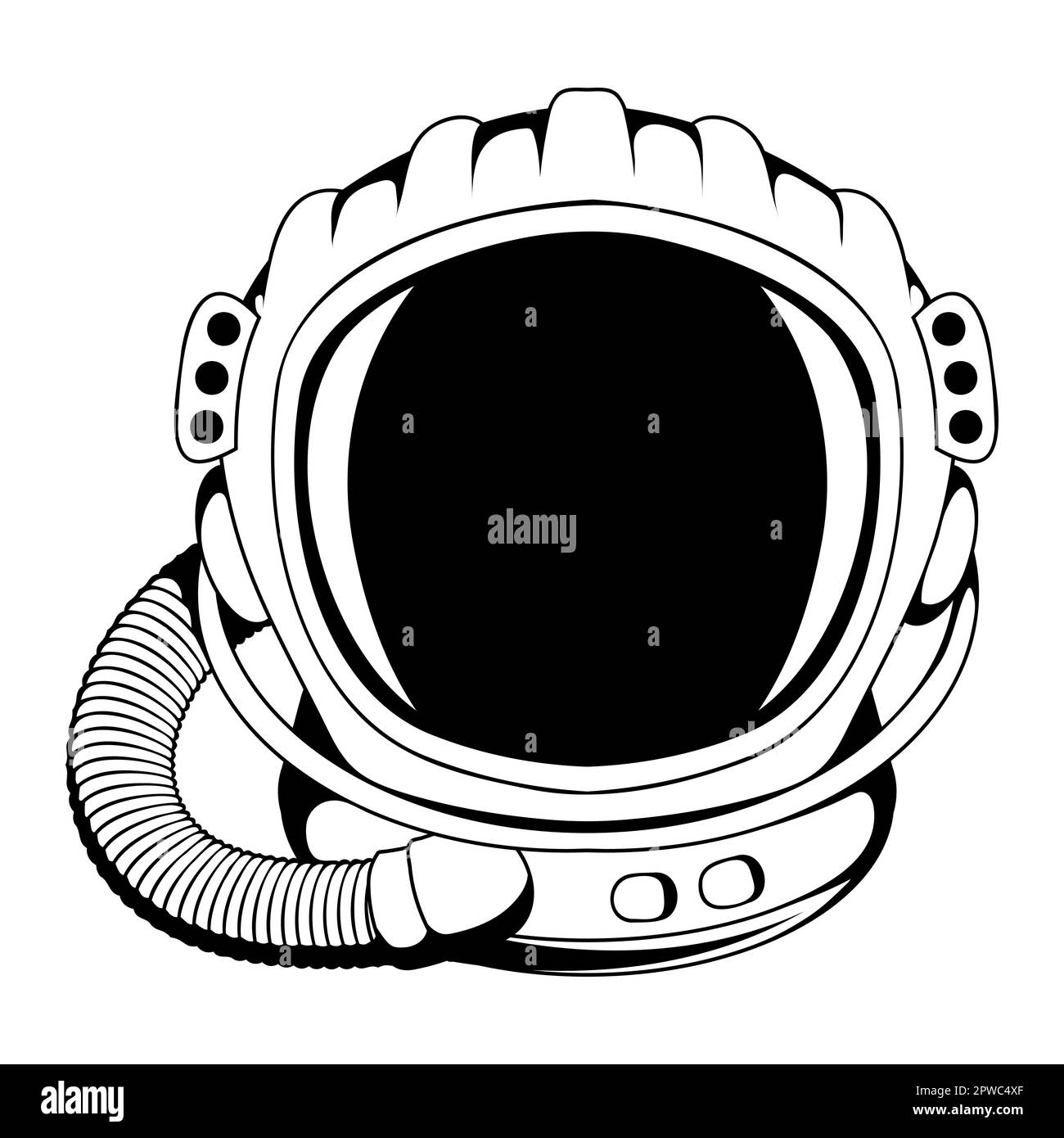 Astronautenhelm. Vektordarstellung einer Skizze menschlicher Erfindungen. NASA-Logo Stock Vektor