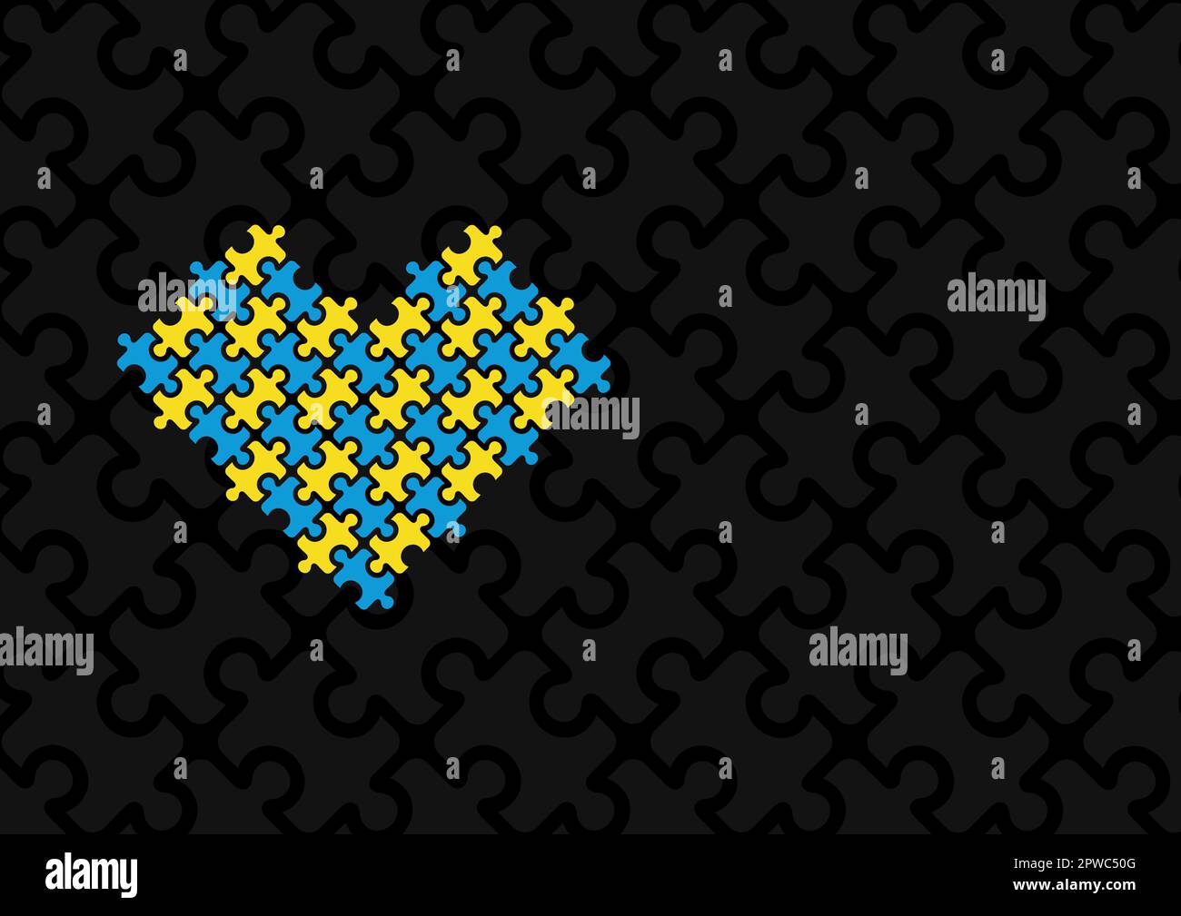 Puzzlemuster, das den Geist einer Person mit Down-Syndrom darstellt Stock Vektor