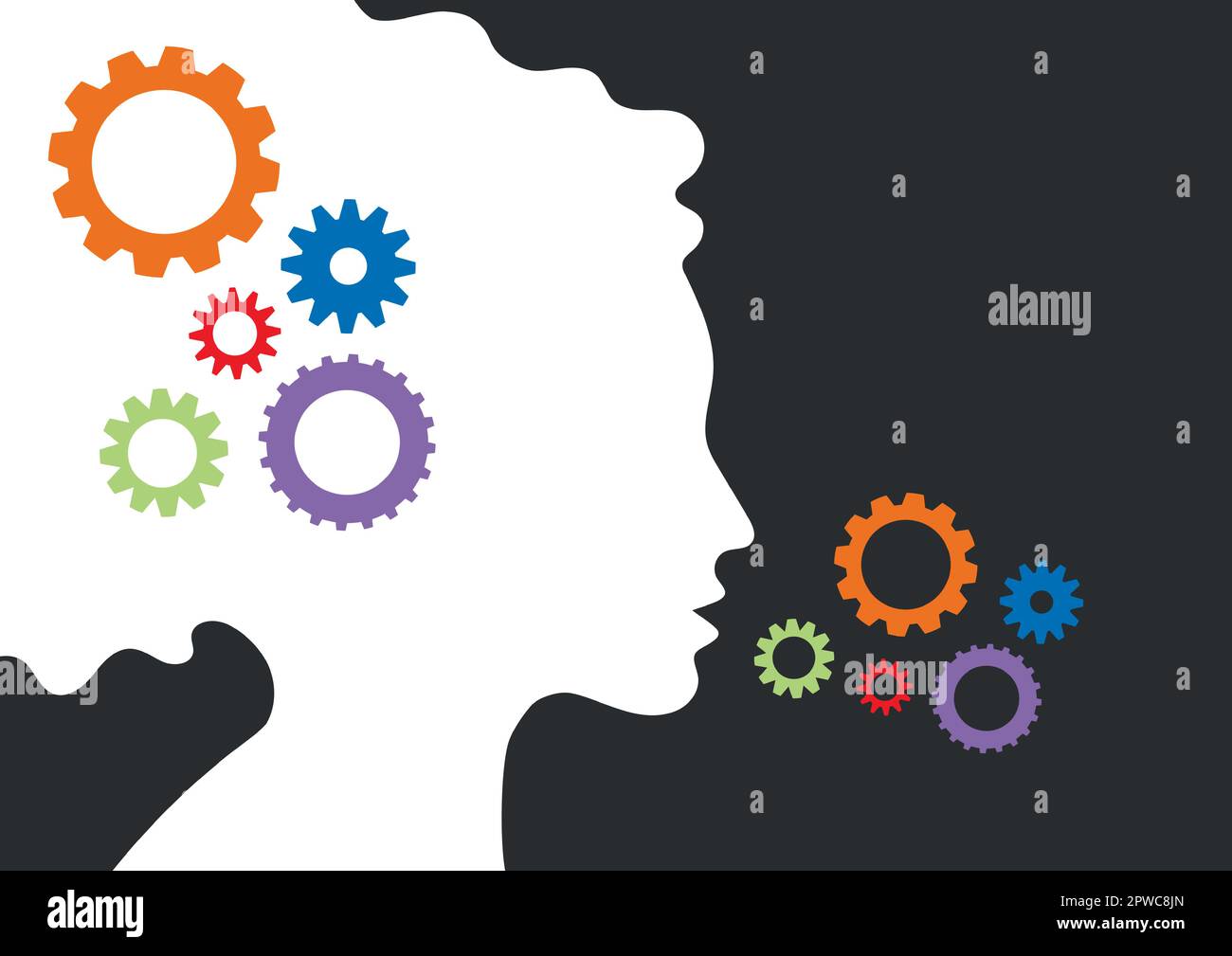 Silhouettendenken und Kommunikationslösungen für Frauen Stock Vektor