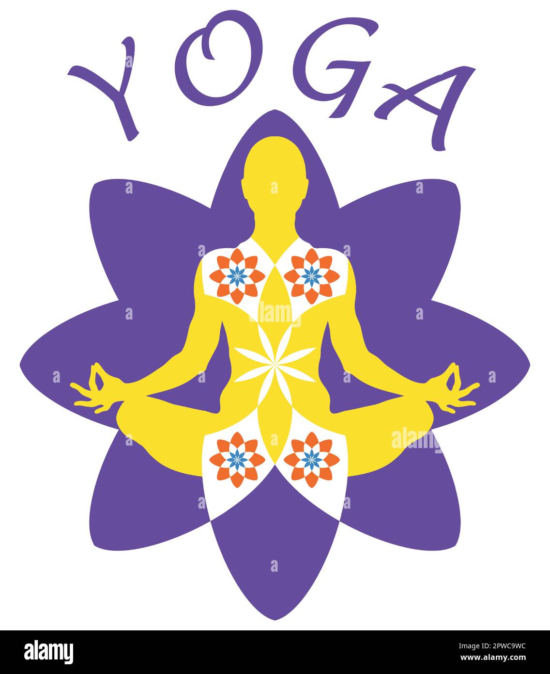 Die Silhouette der Person in Yoga-Position Stock Vektor