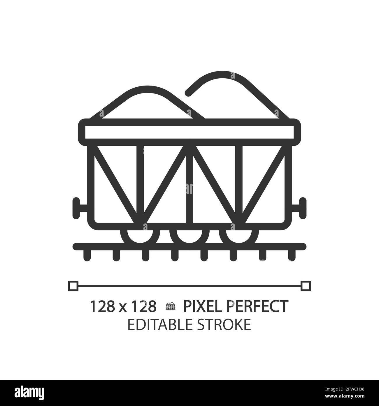 Offener Wagen Pixel Perfect Linear Symbol Stock Vektor