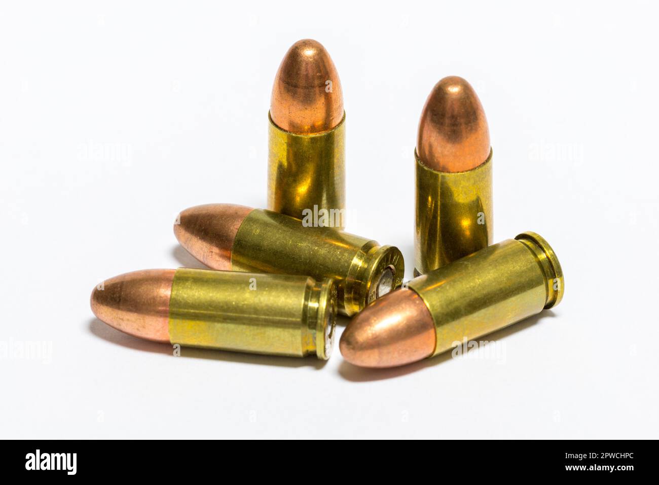 Pistolenmunition, Patronen, 9mm Stockfoto