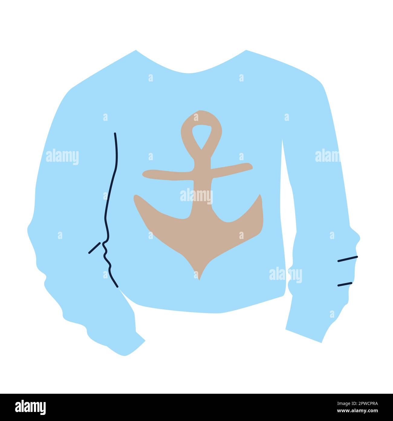 Bluse oder Pullover mit Ankermuster in flacher Ausführung Stock Vektor