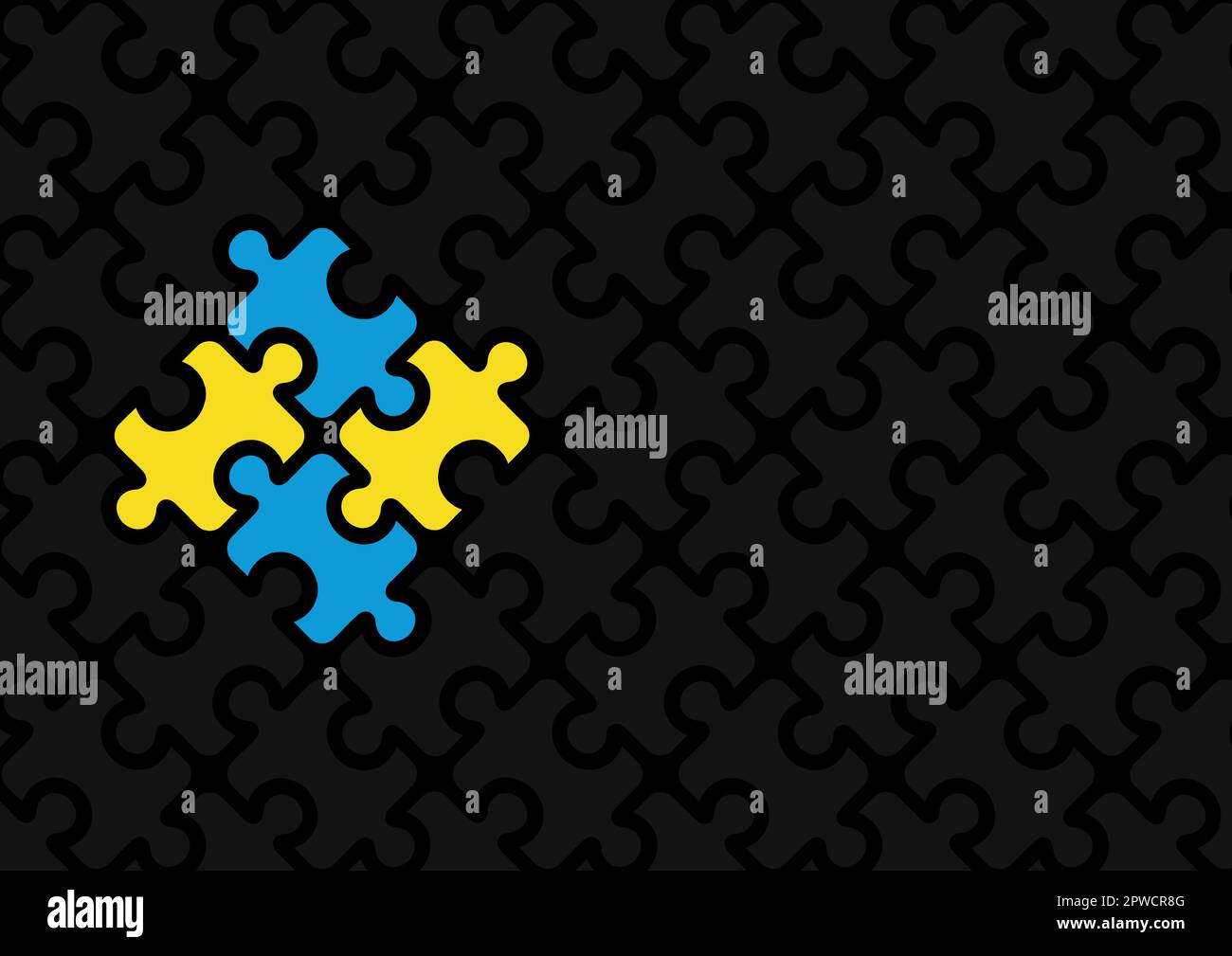 Puzzlemuster, das den Geist einer Person mit Down-Syndrom darstellt Stock Vektor