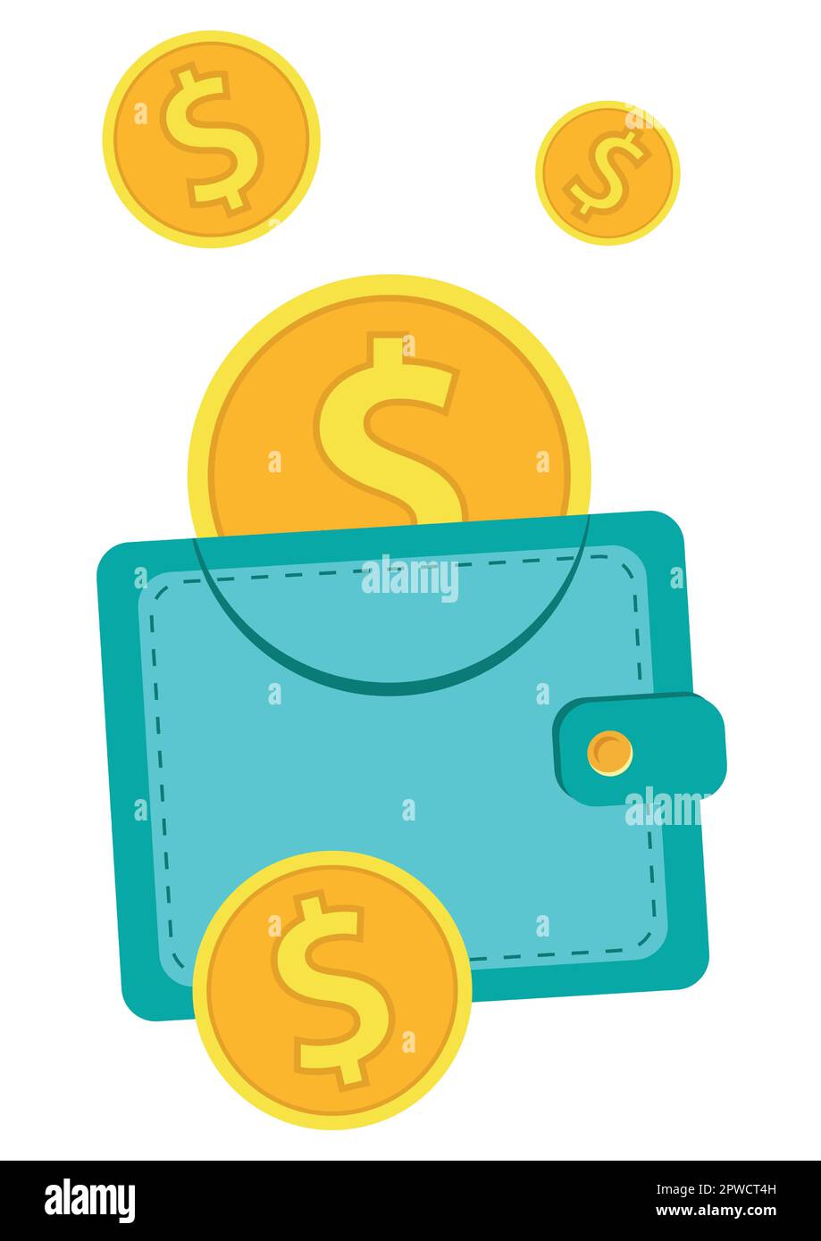 Brieftasche mit Münzen Stock Vektor