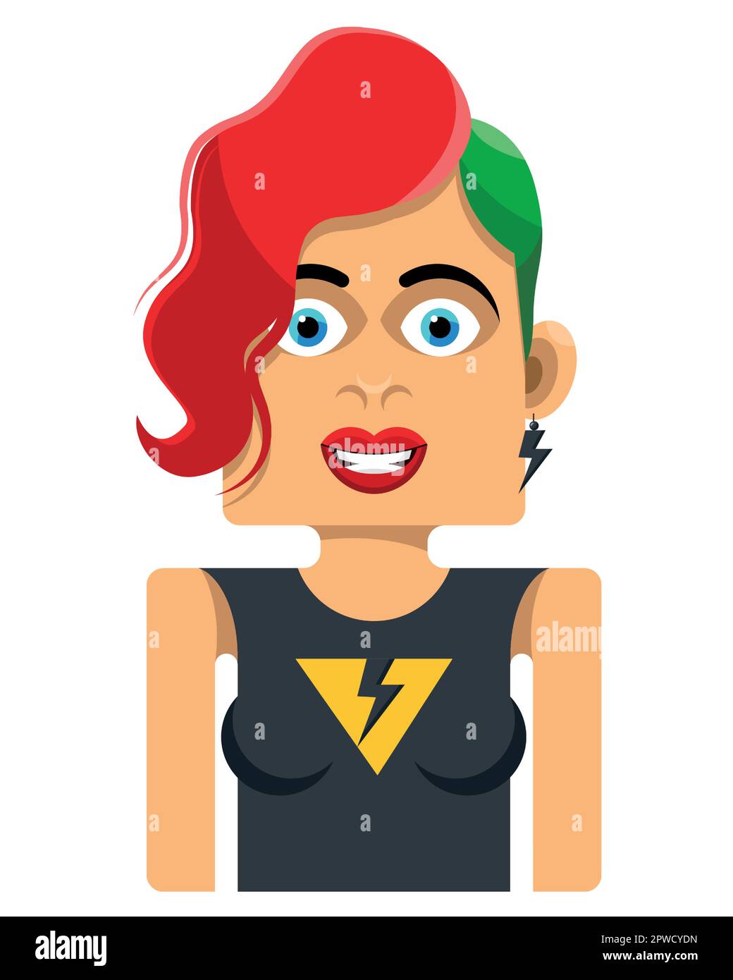Frau mit Elektrizitätszeichen Stock Vektor