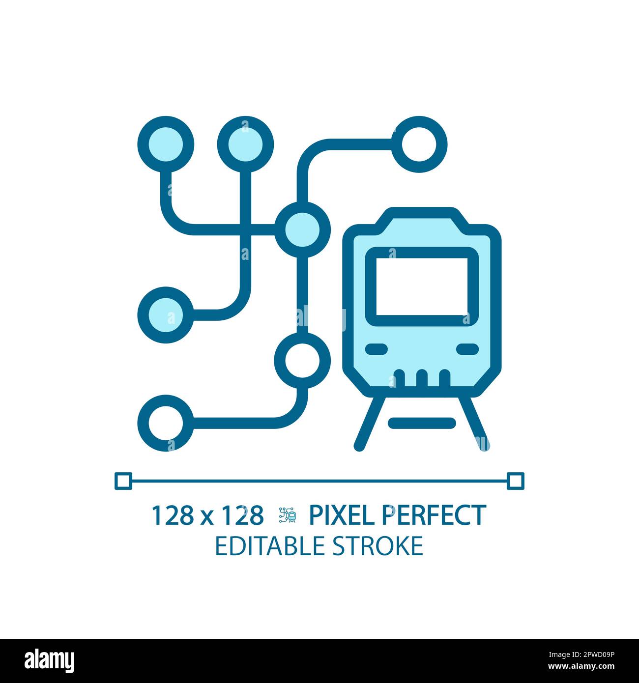 Metro Map Pixel Perfect Blue RGB-Farbsymbol Stock Vektor