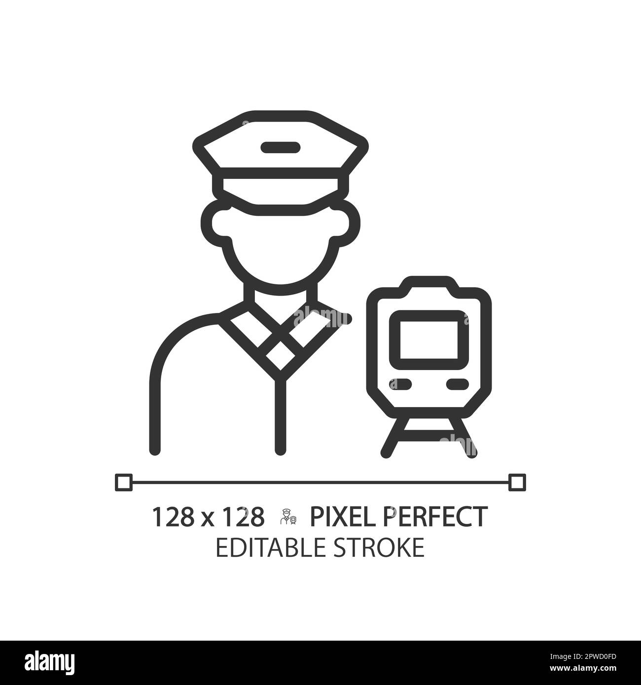 Perfektes lineares Symbol für Triebfahrzeugführer-Pixel Stock Vektor