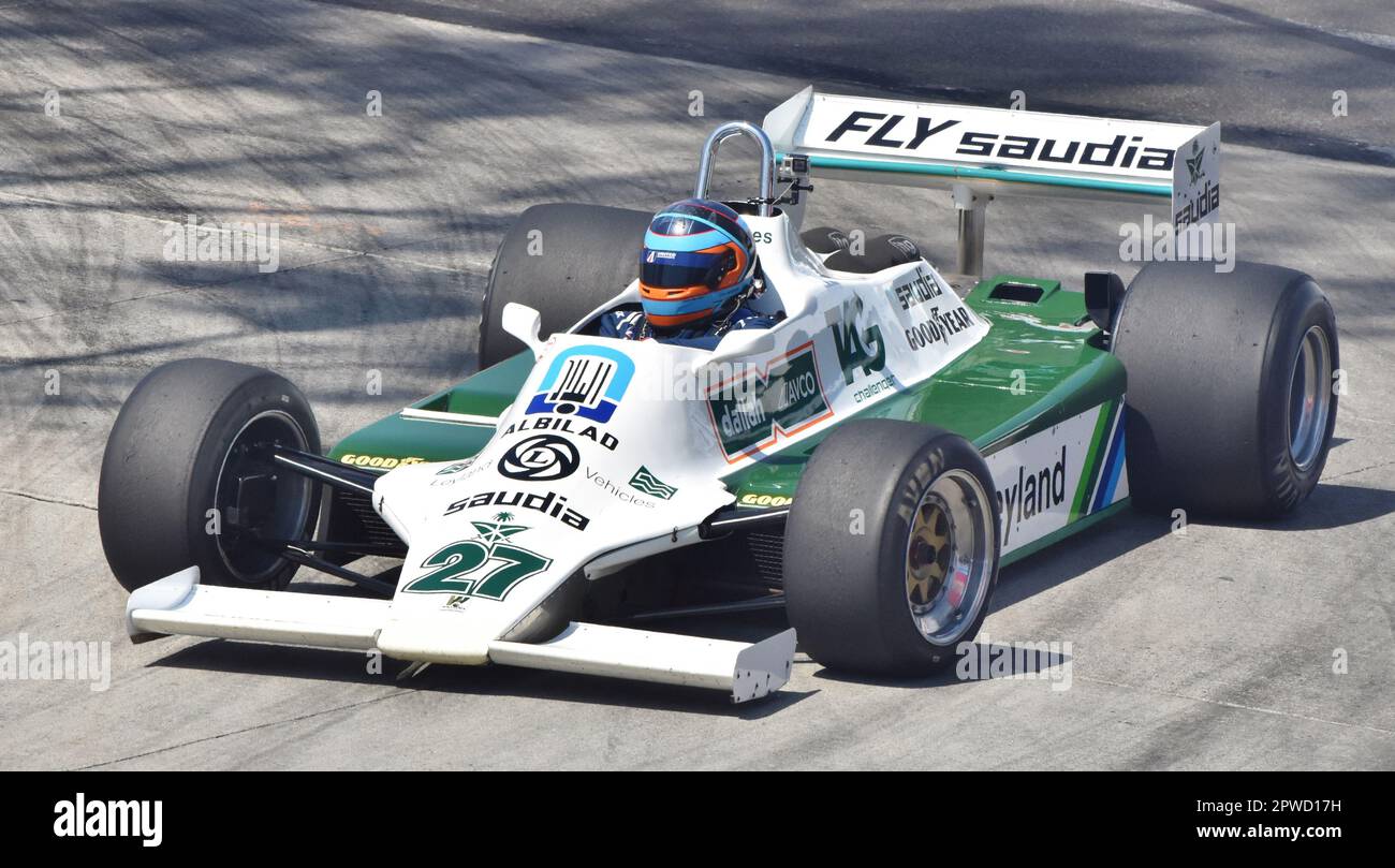 Der Williams FW07 beim Long Beach Grand Prix, gefahren von Alan Jones in der Saison 1980 F1. Stockfoto