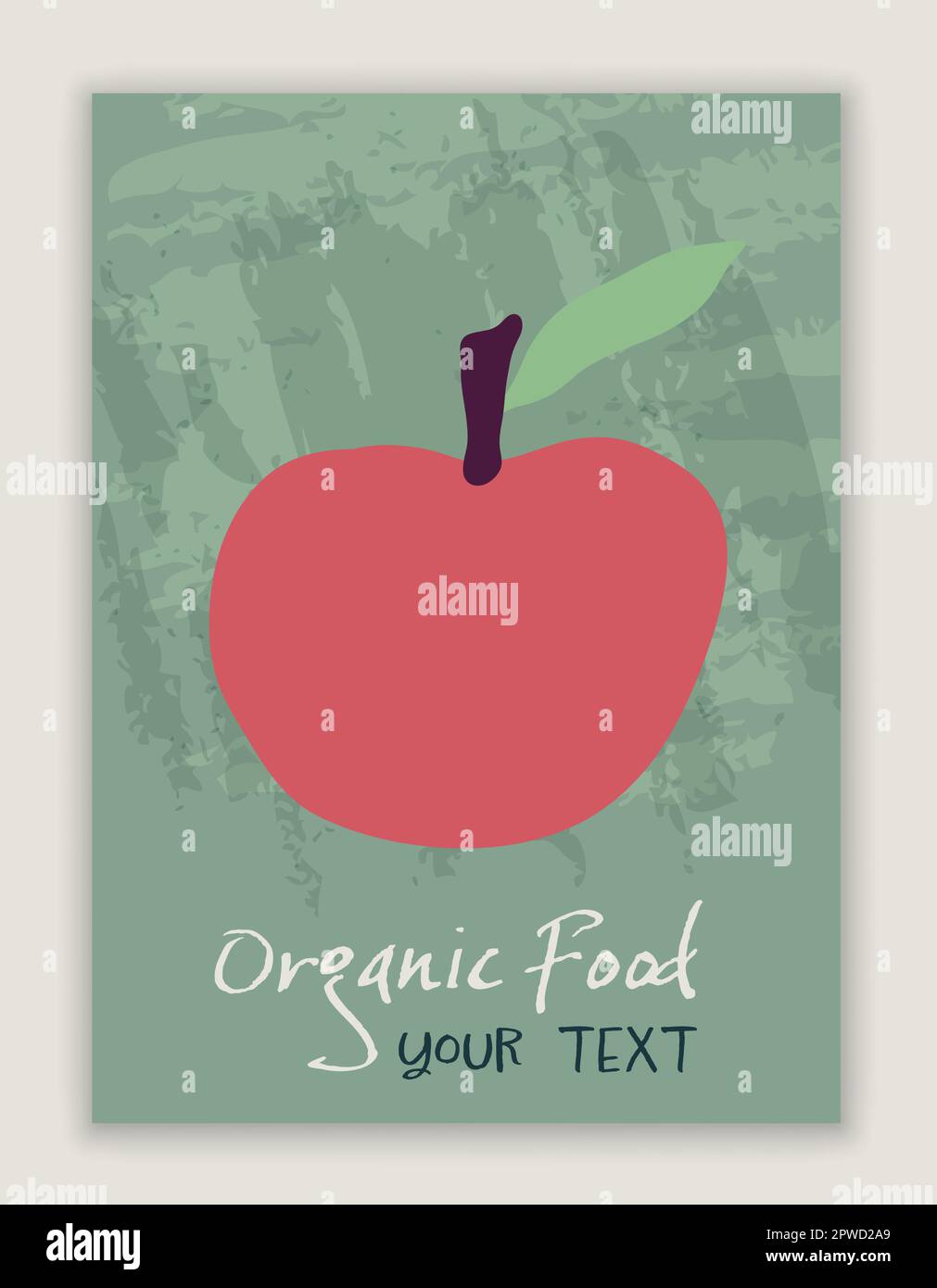 Poster mit rotem Apfel. Frische und gesunde natürliche Bio-Lebensmittel und Obst Konzept. Vitaminreicher Nährstoff. Diät. Ökologischer/biologischer Obstbau und -Ernte Stock Vektor