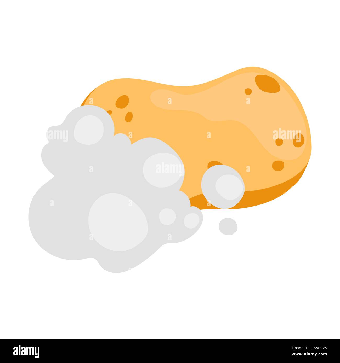 Duschschwamm mit Schaumstoff, Möbelelement für Bad und Toilette. Vektordarstellung von Hygieneartikeln und -Gegenständen auf weiß isoliert Stock Vektor