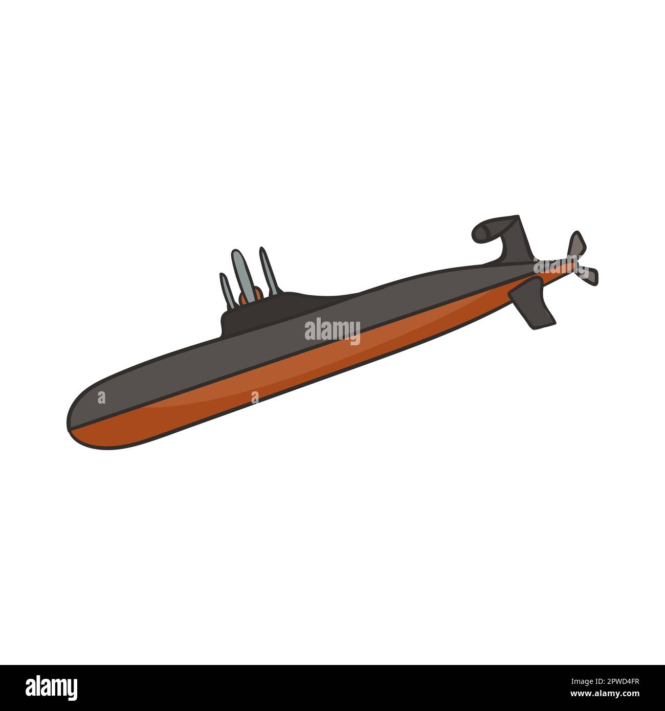 Schwarzes militärisches U-Boot-Zeichentrickfilm Stock Vektor