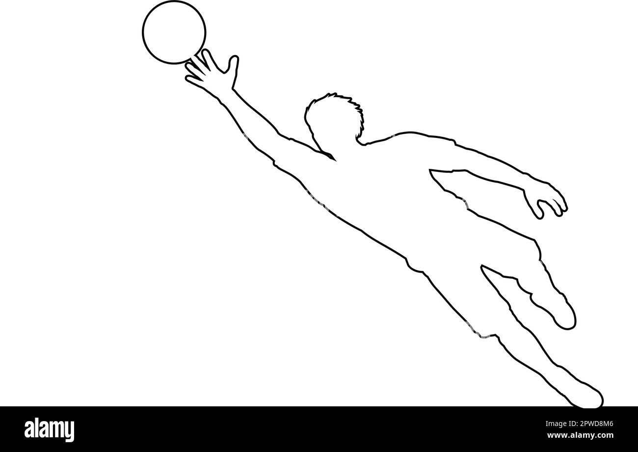 Fußball Fußball Spieler Linie Silhouette Umriss Stock Vektor
