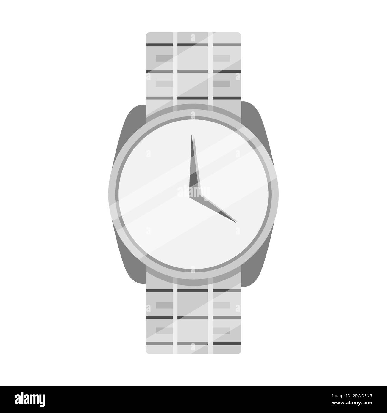 Armbanduhr mit Metallarmband, Accessoire für Geschäftsleute oder Büroangestellte und Vektorgrafik für formelle Kleidung Stock Vektor