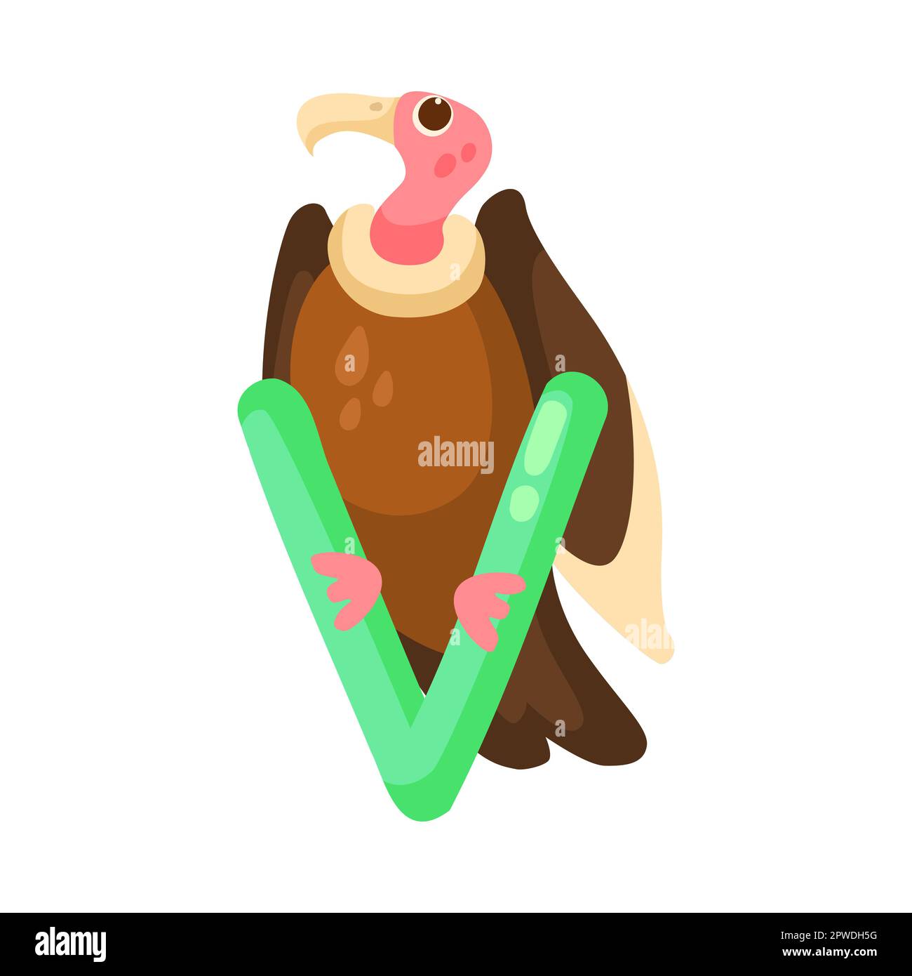 Geier-Figur mit alphabetischem V-Vektorzeichen Stock Vektor