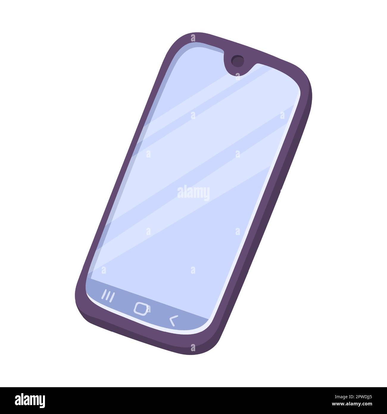 Modernes Smartphone. Handy, Zeichentrickfilm. Mobiltelefon-Modell mit Antenne oder Telefon mit Drucktaste, Smart-Gerät mit Touchscreen Stock Vektor