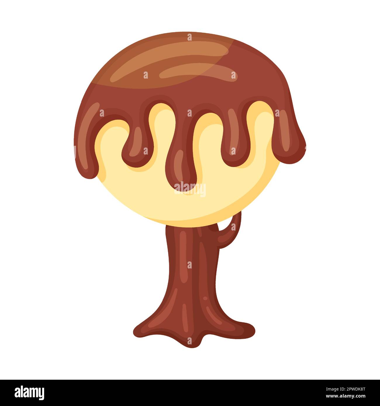 Candie in Form Baum Marshmallows in Schokolade, Vektorbild. Fantasy Land Karamell und Schokolade Desserts, Cupcakes, Kekse Stock Vektor