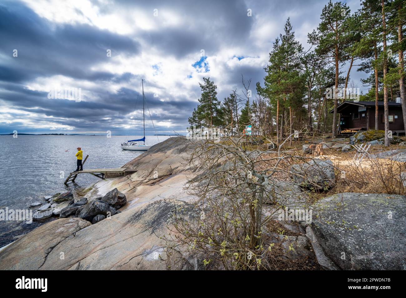 Auf der Insel Pikku Leikosaari, Helsinki, Finnland Stockfoto