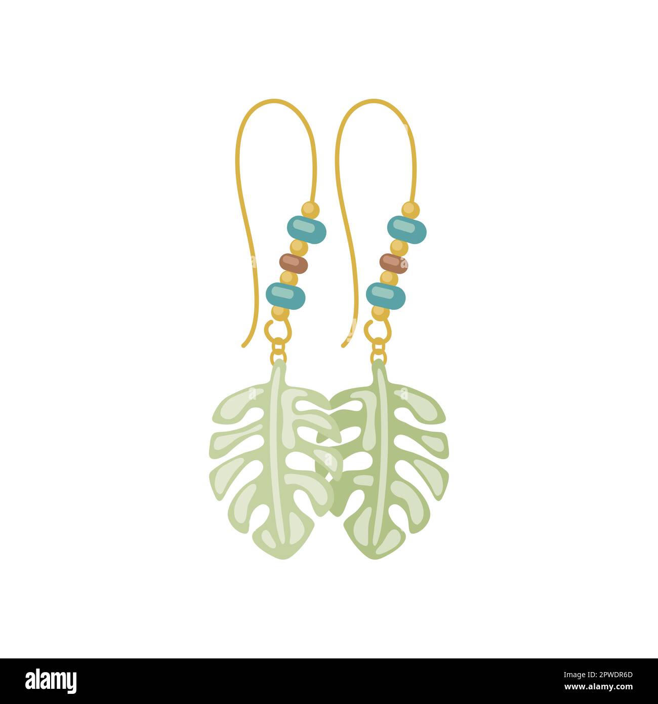 Weibliche Ohrringe mit Blättern in Busho-Vektordarstellung Stock Vektor