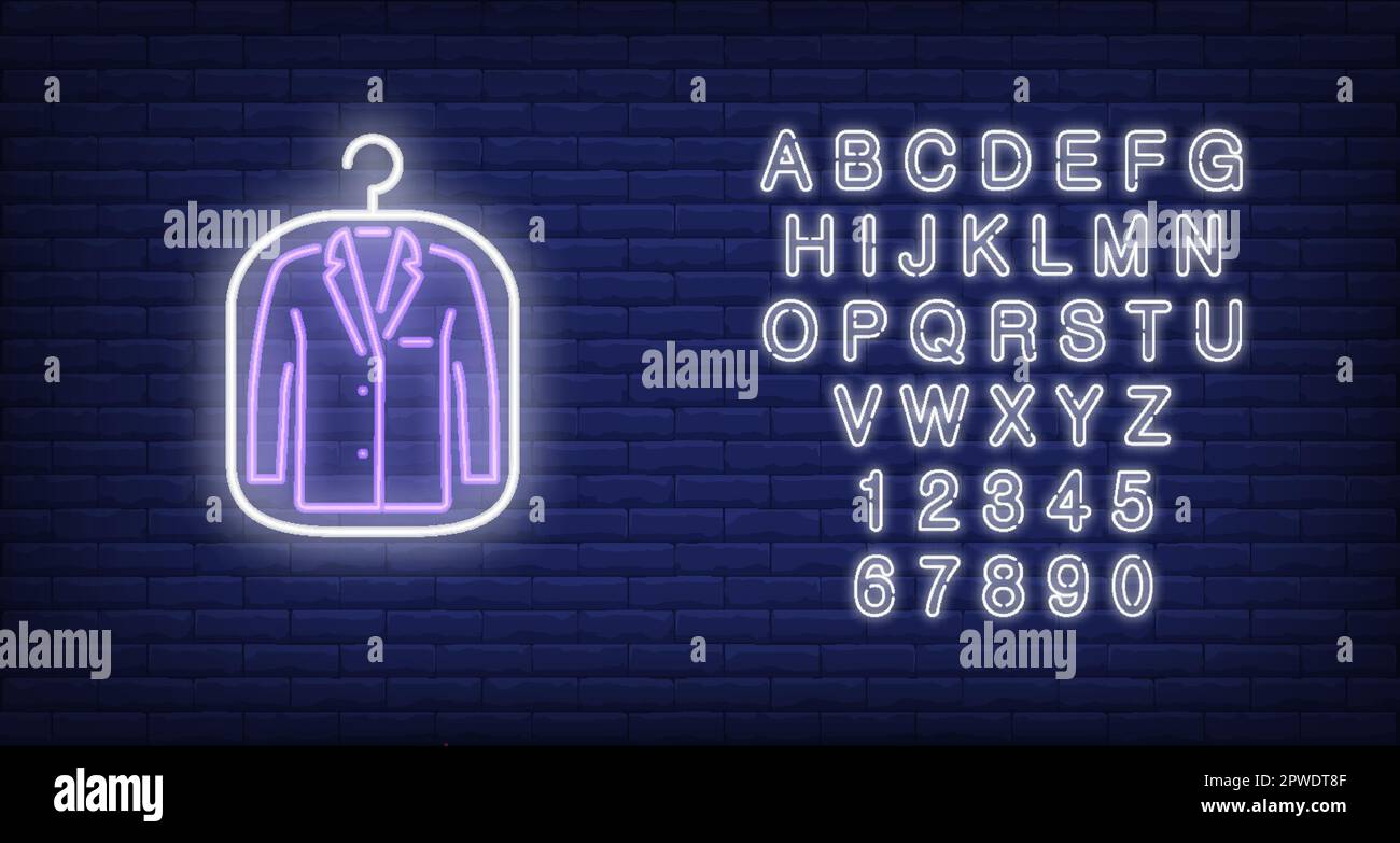 Anzug Jacke in Cover Neonschild Stock Vektor