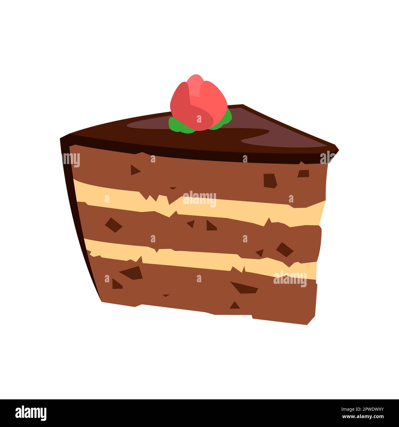 Ein Stück Schokoladenkuchen-Cartoon-Illustration Stock Vektor