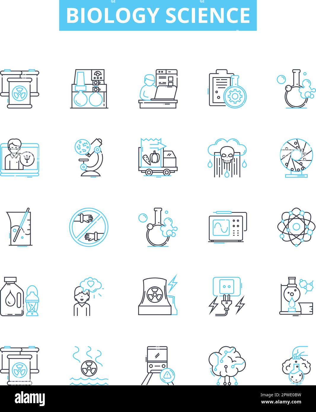 BiologieWissenschaft Vektorliniensymbole gesetzt. Biologie