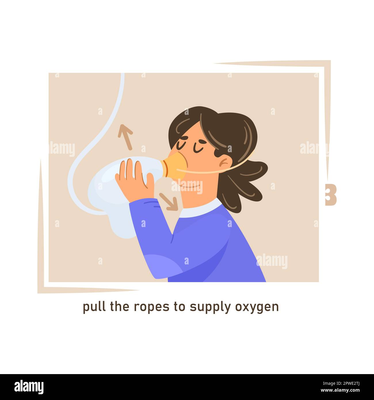Schritt vier der Sauerstoffmaske-Cartoon-Illustration Stock Vektor