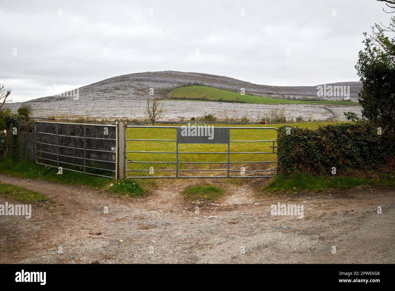 Tor zu einem Bauernfeld am Rande des burren Nationalparks County clare republic of ireland Stockfoto