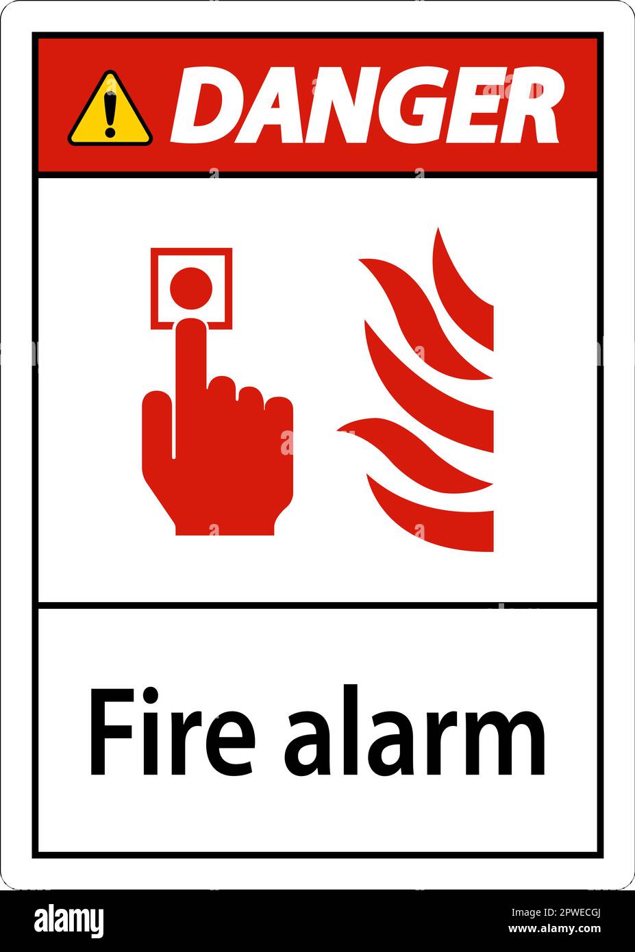 Warnschild „Gefahr/Feuer“ Auf Weißem Hintergrund Stock Vektor