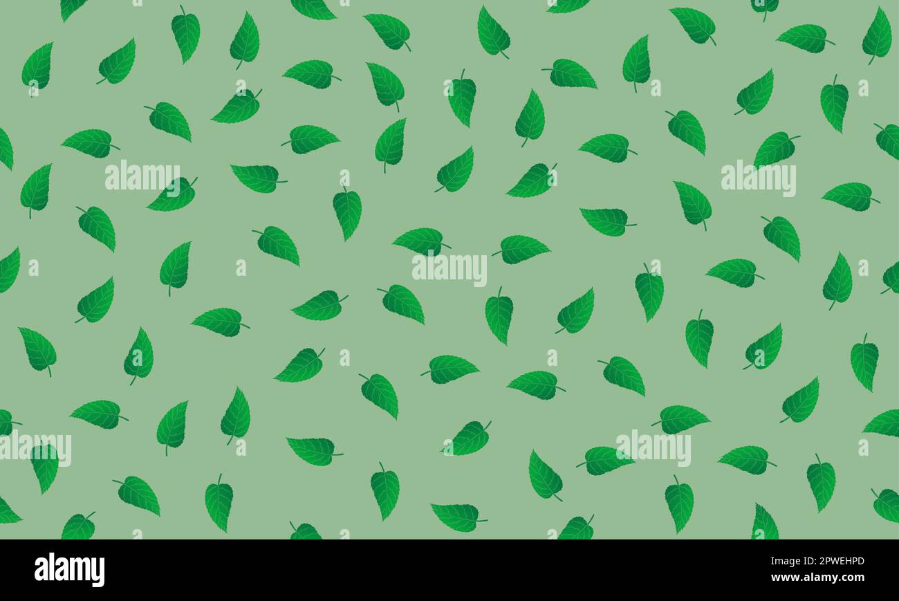 Vektorhintergrund von vier quadratischen, durchgehenden, nahtlosen grünen Leaves Stock Vektor