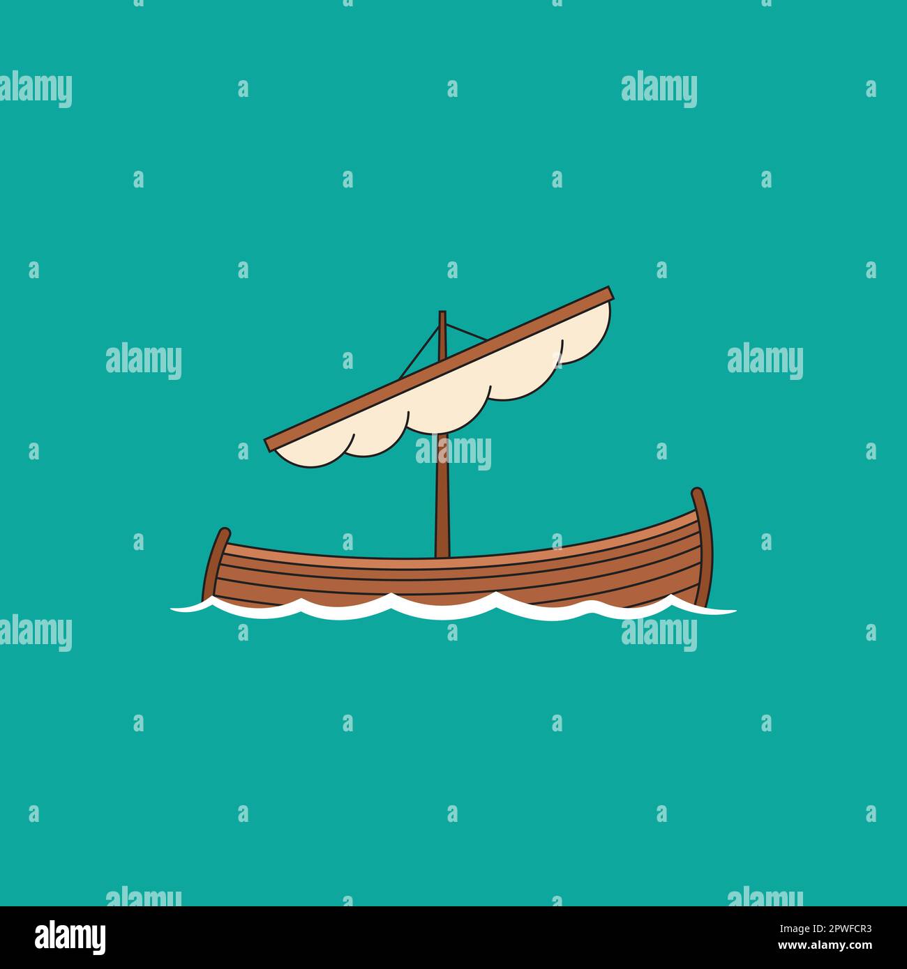 Vektorbild des Segelboots oder Segelschiffs Stock Vektor