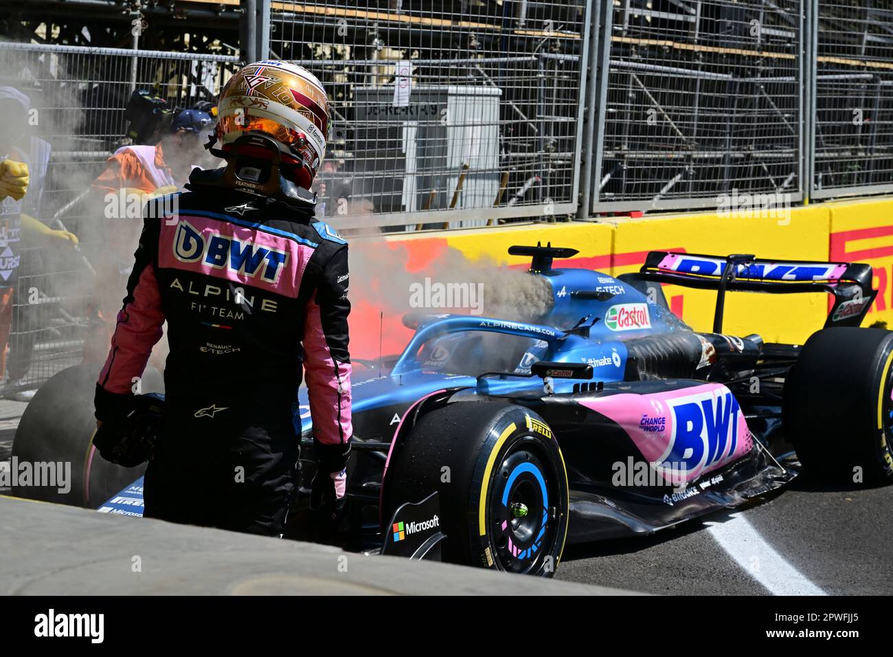 #10 Pierre Gasly (FRA, BWT Alpine F1 Team), F1 Grand Prix von Aserbaidschan auf dem Baku City Circuit am 28. April 2023 in Baku, Aserbaidschan. (Foto von HIGH TWO) Stockfoto