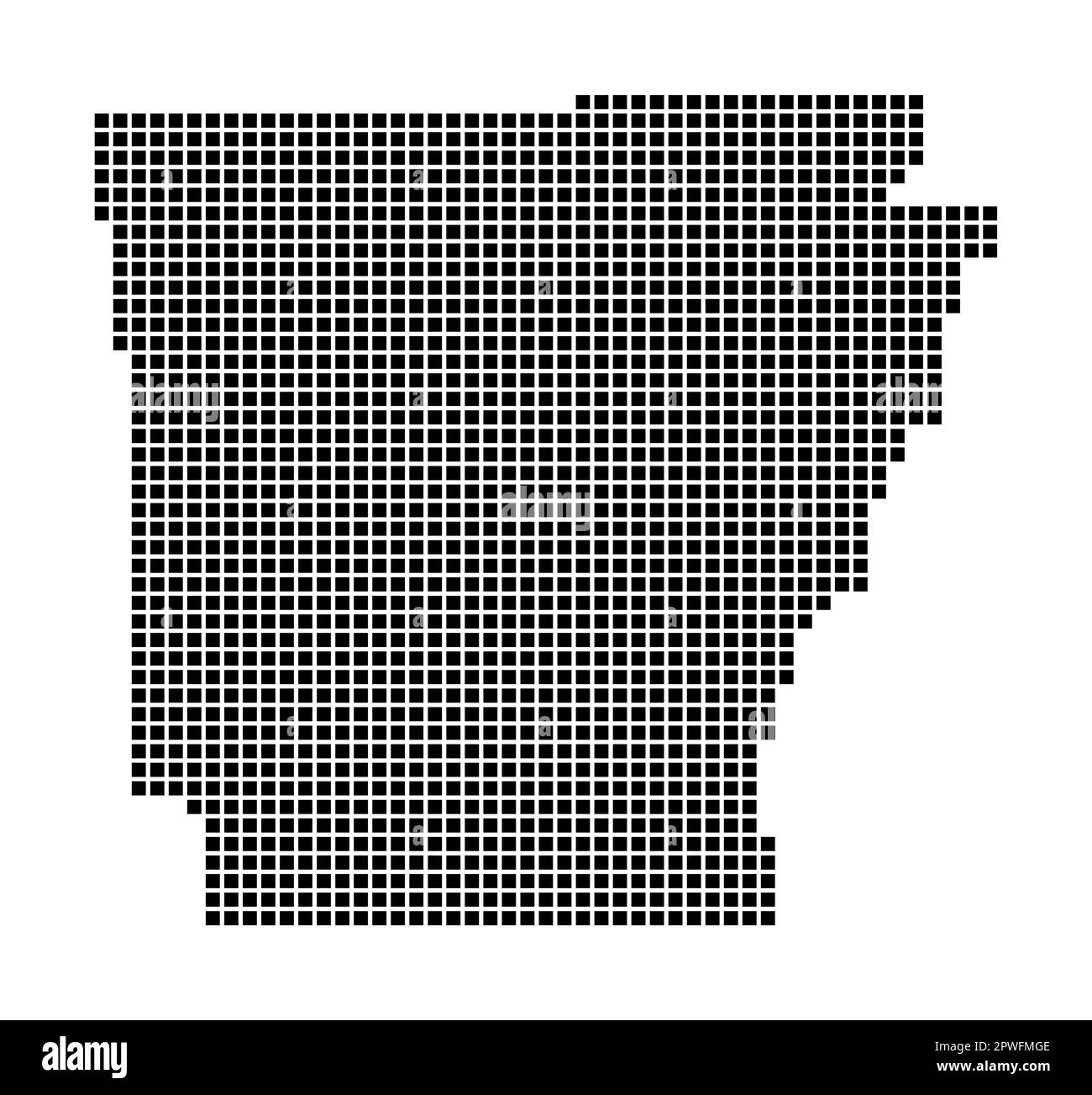 Arkansas Karte. Karte von Arkansas im gepunkteten Stil. Die Grenzen des US-Bundesstaates sind mit Rechtecken für Ihre Konstruktion gefüllt. Vektorabbildung. Stock Vektor