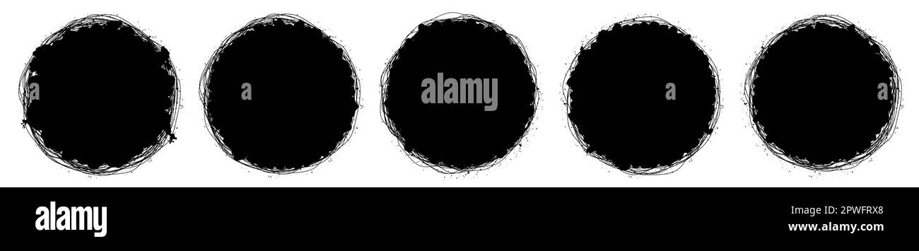 Set mit fünf modernen Grunge-Blob-Formen. Sammlung abstrakter Vektorflecken für Ihr Design. Verschiedene stilvolle Tropfen. Stock Vektor